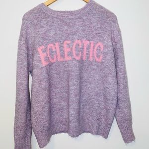 For the Republic "Eclectic" Logo Mauve Pink Cozy Sweater Size Medium